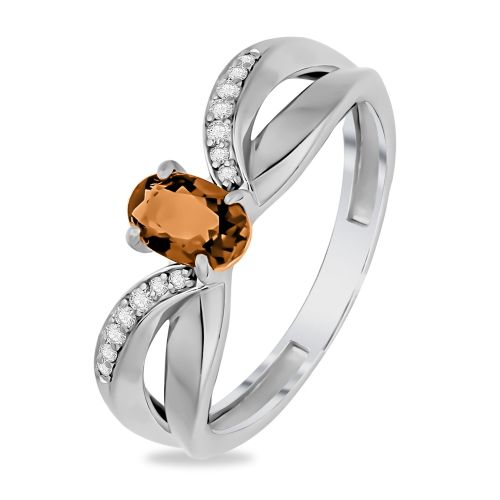 Кольцо из серебра с раухтопазом/фианитом р. 17 585Gold