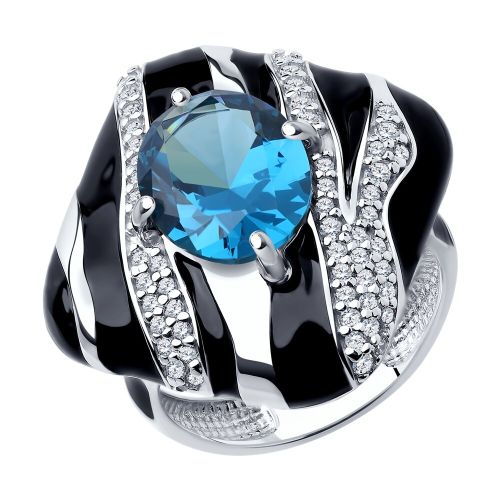 Кольцо из серебра с ситаллом искусственным р. 17,5 Diamant