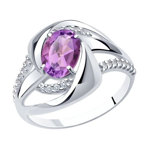 Кольцо из серебра с ситаллом искусственным р. 18 Diamant