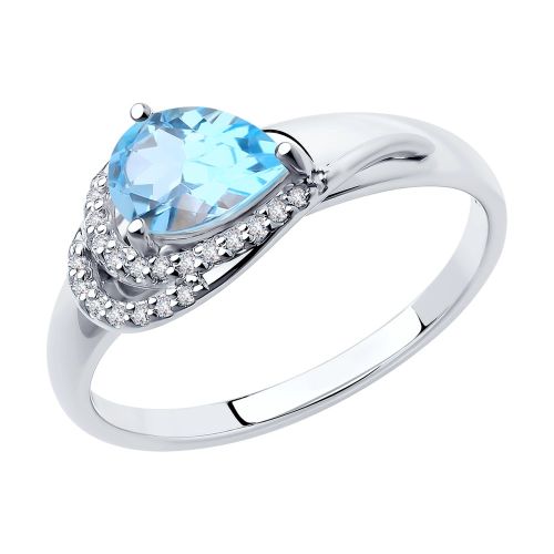 Кольцо из серебра с топазом и фианитами р.16 Diamant