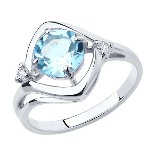 Кольцо из серебра с топазом и фианитами р.16.5 Diamant