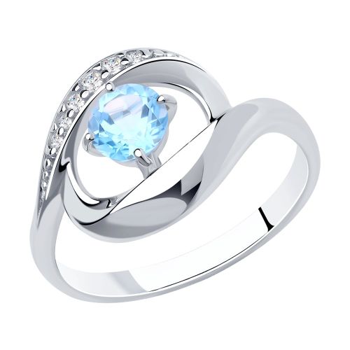 Кольцо из серебра с топазом и фианитами р.18.5 Diamant