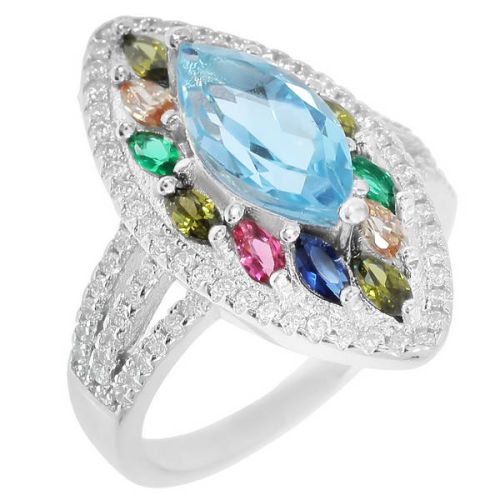 Кольцо из серебра с топазом и фианитом р. 18 Balex Jewellery