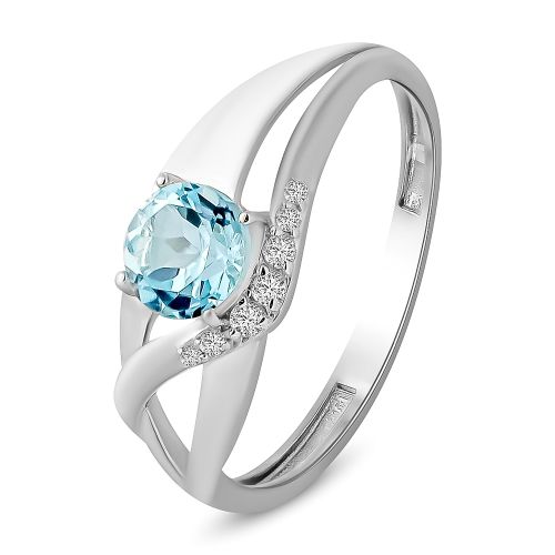 Кольцо из серебра с топазом/фианитом р. 16,5 585Gold
