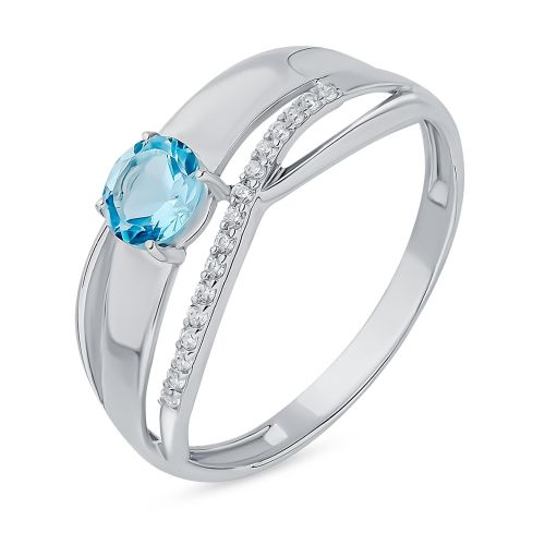 Кольцо из серебра с топазом/фианитом р. 19,5 585Gold
