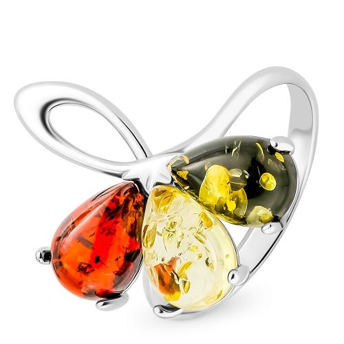 Кольцо из серебра с янтарем р. 17 585Gold