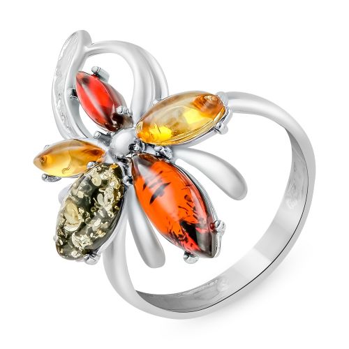 Кольцо из серебра с янтарем р. 18,5 585Gold