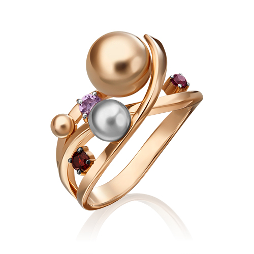 Кольцо из золота с аметистом/гранатом р. 16,5 PLATINA jewelry