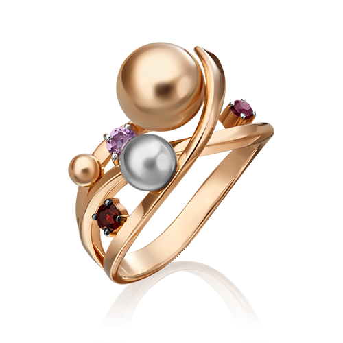 Кольцо из золота с аметистом/гранатом р.17 PLATINA jewelry 01-5477-00-257-1111-76