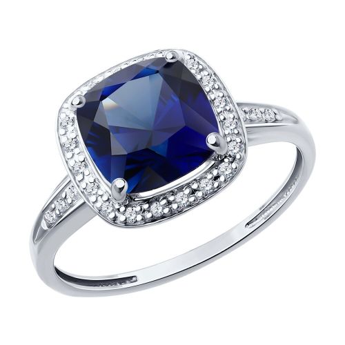 Кольцо из золота с бриллиантом, корундом искусственным р. 17,5 SOKOLOV Diamonds