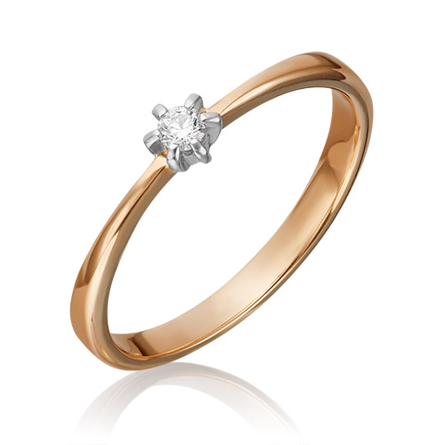 Кольцо из золота с бриллиантом р. 16 PLATINA jewelry