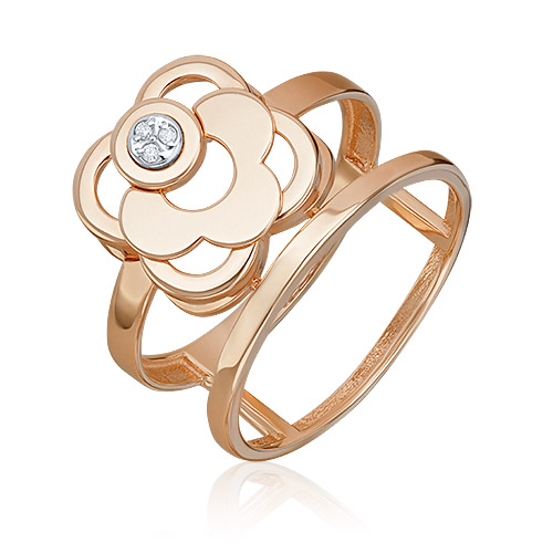 Кольцо из золота с бриллиантом р. 17,5 PLATINA jewelry