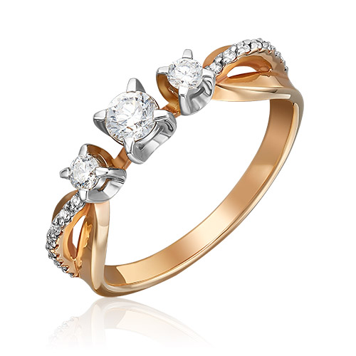 Кольцо из золота с бриллиантом р. 18 PLATINA jewelry