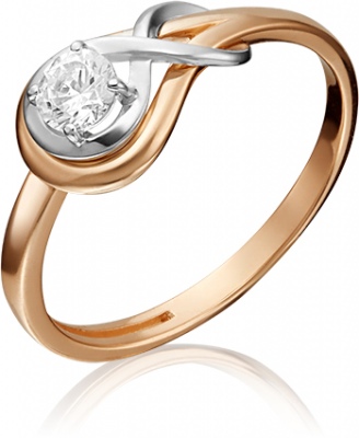 Кольцо из золота с бриллиантом р. 18,5 PLATINA jewelry