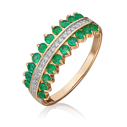 Кольцо из золота с бриллиантом/изумрудом р. 17 PLATINA jewelry