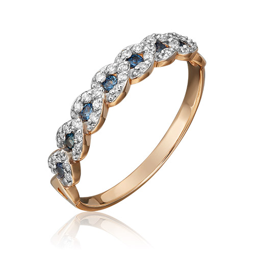 Кольцо из золота с бриллиантом/сапфиром р. 17 PLATINA jewelry