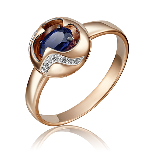 Кольцо из золота с бриллиантом/сапфиром р. 17,5 PLATINA jewelry