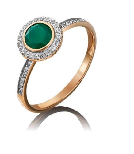 Кольцо из золота с фианитом/халцедоном р. 17 PLATINA jewelry