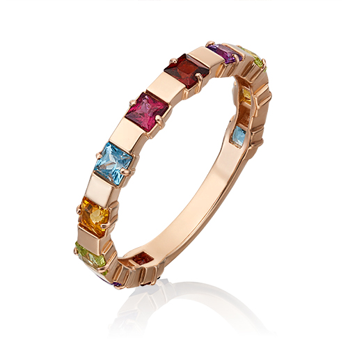 Кольцо из золота с гранатом/топазом р. 16,5 PLATINA jewelry