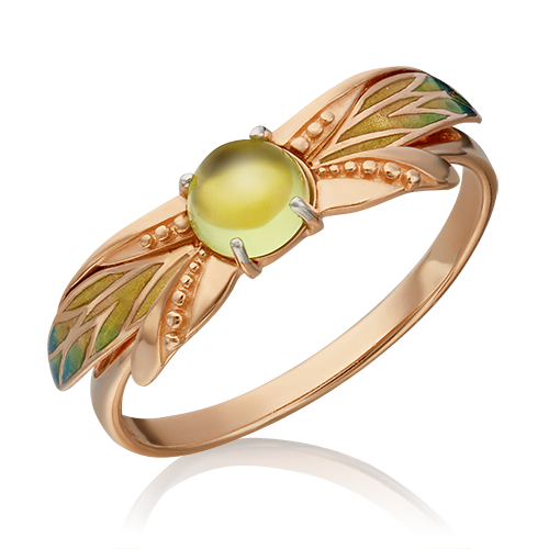 Кольцо из золота с хризолитом/эмалью р.18.5 PLATINA jewelry 01-5455-00-205-1110-57