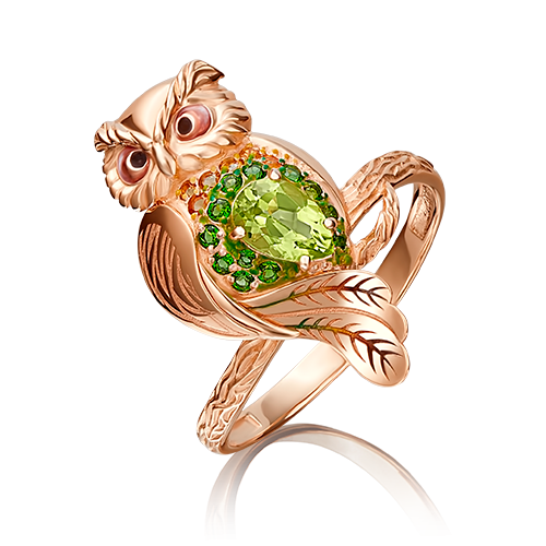 Кольцо из золота с хромдиопсидом/хризолитом р.19 PLATINA jewelry 01-5174-00-710-1110-57