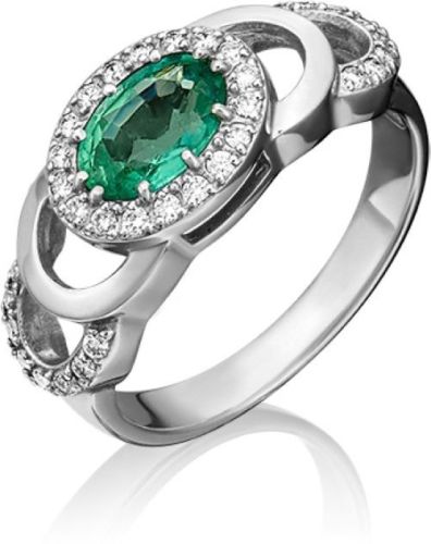 Кольцо из золота с изумрудом/бриллиантом р. 18,5 PLATINA jewelry