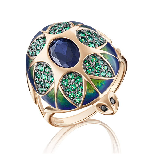 Кольцо из золота с корундом искусственным р. 18 PLATINA jewelry