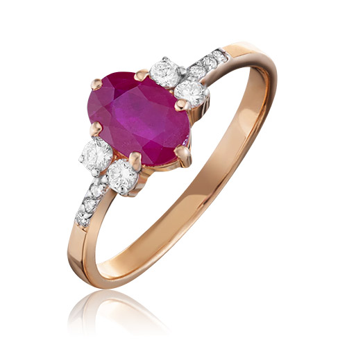 Кольцо из золота с рубином/бриллиантом р. 17 PLATINA jewelry