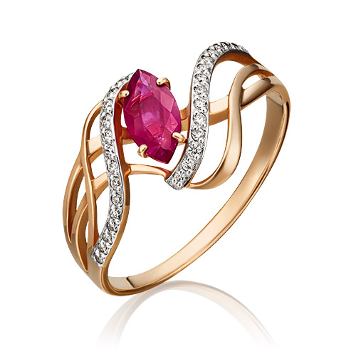 Кольцо из золота с рубином/бриллиантом р. 20 PLATINA jewelry