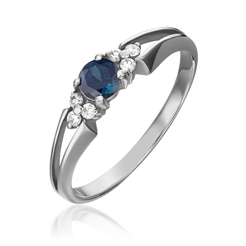 Кольцо из золота с сапфиром/бриллиантом р. 15,5 PLATINA jewelry
