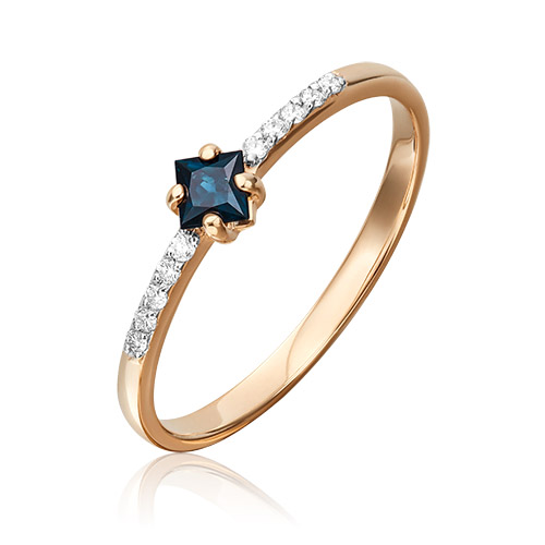 Кольцо из золота с сапфиром/бриллиантом р. 16 PLATINA jewelry