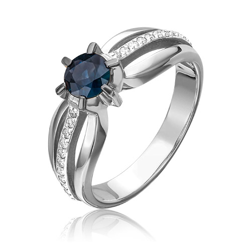 Кольцо из золота с сапфиром/бриллиантом р. 16,5 PLATINA jewelry