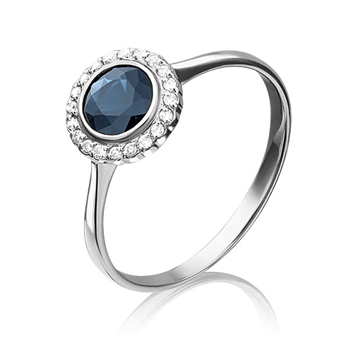 Кольцо из золота с сапфиром/бриллиантом р. 17 PLATINA jewelry