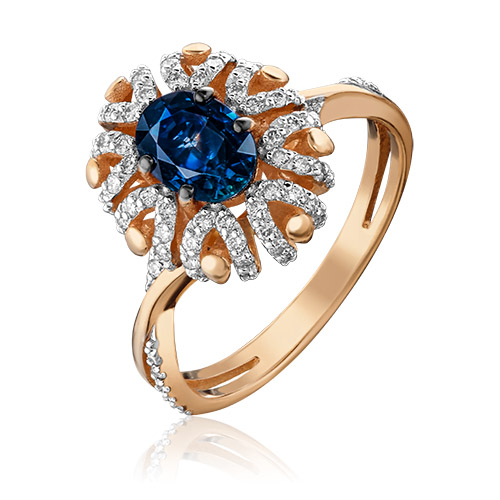 Кольцо из золота с сапфиром/бриллиантом р. 17,5 PLATINA jewelry
