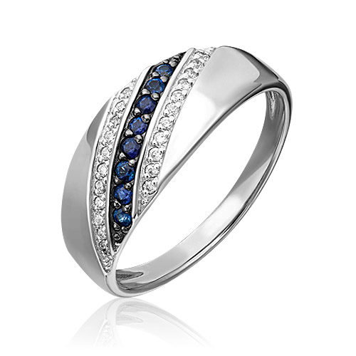 Кольцо из золота с сапфиром/бриллиантом р. 19,5 PLATINA jewelry