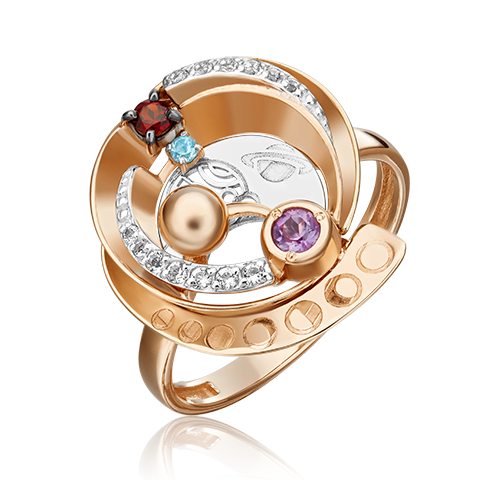 Кольцо из золота с топазом/аметистом р.19.5 PLATINA jewelry 01-5479-00-712-1111-76