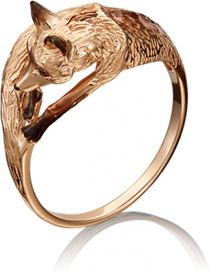 Кольцо Лиса с эмалью из красного золота р. 17,5 PLATINA jewelry