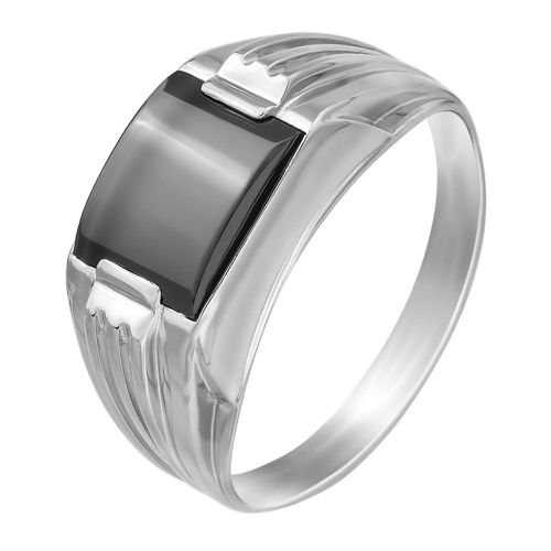 Кольцо мужское из серебра с ониксом р. 20 585Gold