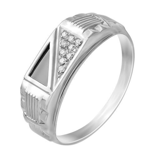 Кольцо мужское из серебра с ониксом р. 21 585Gold