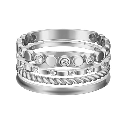 Кольцо наборное из белого золота р. 19,5 PLATINA jewelry