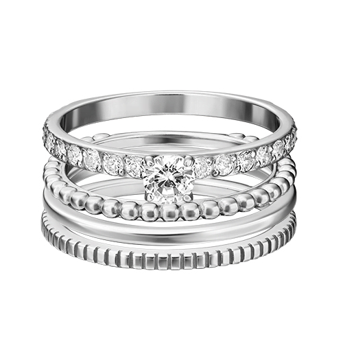 Кольцо наборное из серебра р. 17,5 PLATINA jewelry