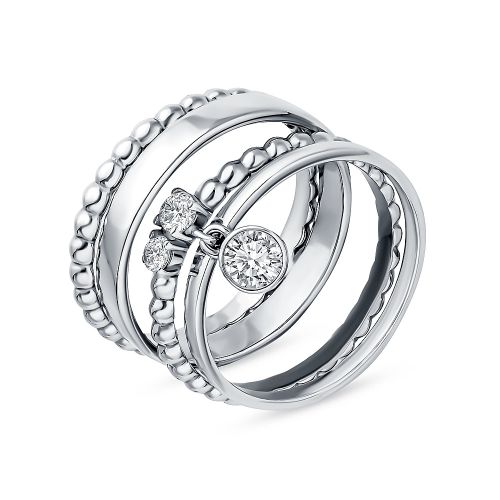 Кольцо наборное из серебра с фианитом р. 17,5 585Gold