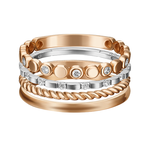 Кольцо наборное из золота р. 18,5 PLATINA jewelry