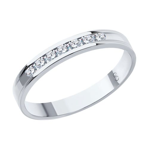 Кольцо обручальное из белого золота р. 15 SOKOLOV Diamonds