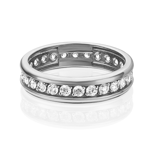 Кольцо обручальное из белого золота р. 16 PLATINA jewelry