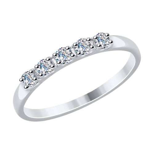 Кольцо обручальное из белого золота р. 16,5 Diamant