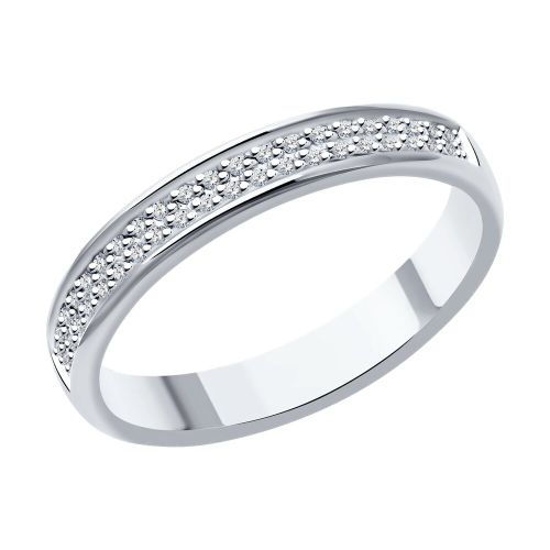 Кольцо обручальное из белого золота р. 16,5 SOKOLOV Diamonds