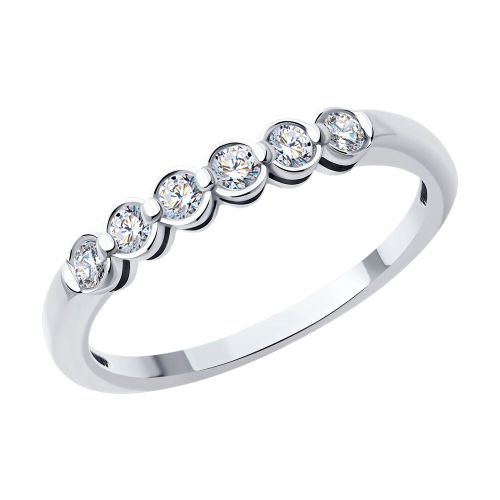 Кольцо обручальное из белого золота р. 17,5 Diamant