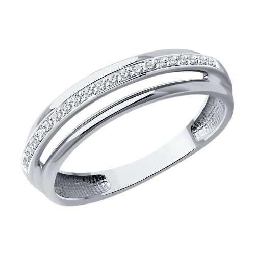 Кольцо обручальное из белого золота р. 18 Diamant