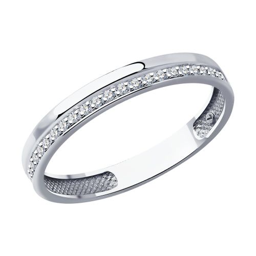 Кольцо обручальное из белого золота р. 18,5 SOKOLOV Diamonds